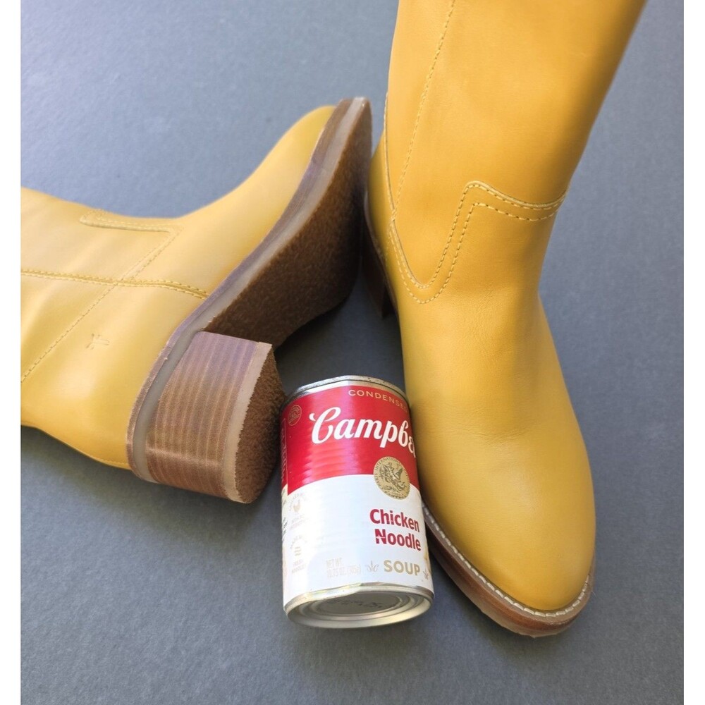 NIB Frye Camryn Womens 9 Tall Pull On Boots Leather Banana Yellow  Campus - Picture 7 of 16